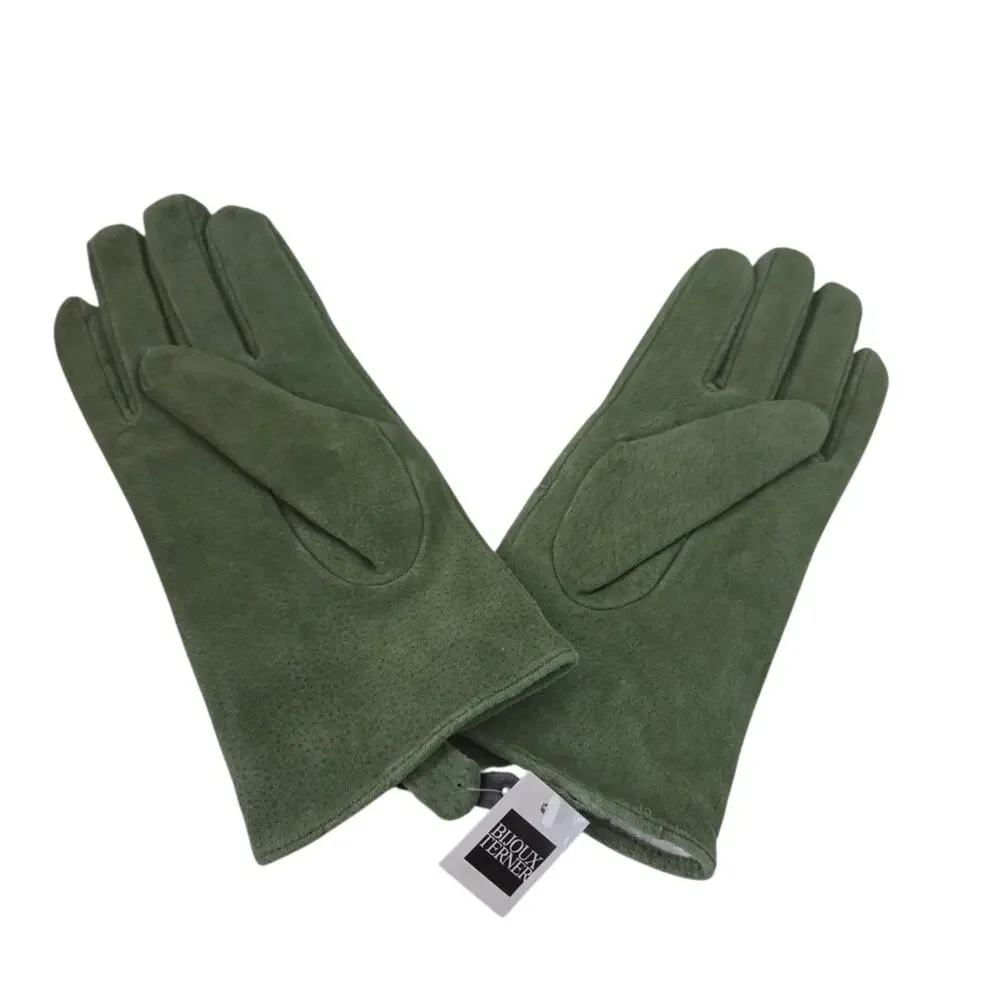 NWT Bijoux Terner | Suede Leather Green Womens Gloves Soft Lining
